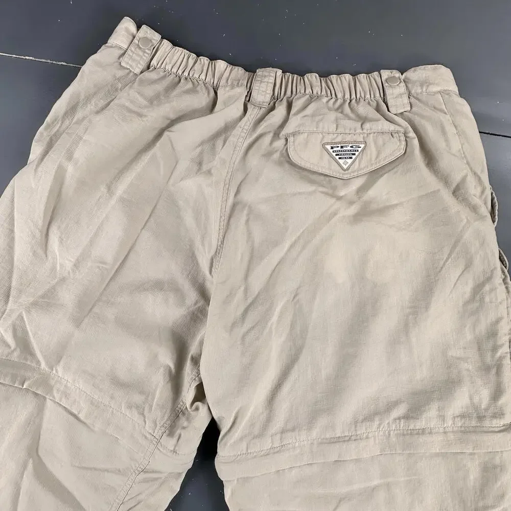 Columbia PFG Convertible Pants Mens XL Beige Off White Hunt Fish Hike Cargo - Picture 7 of 8